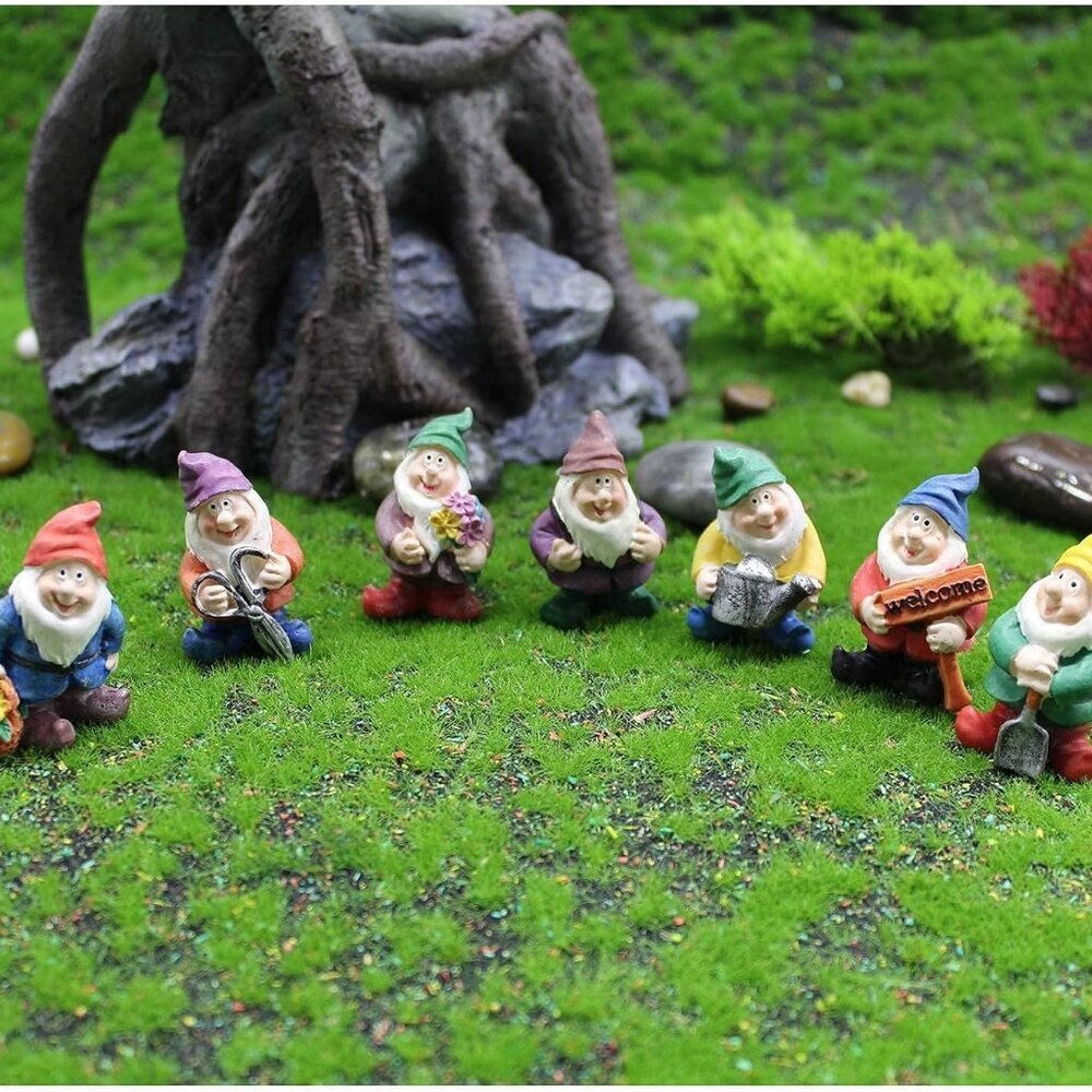 Fairy Garden Accessories, 7PCS Gnome Figurines-Mini Gnomes kit/Seven Dwarfs Stat